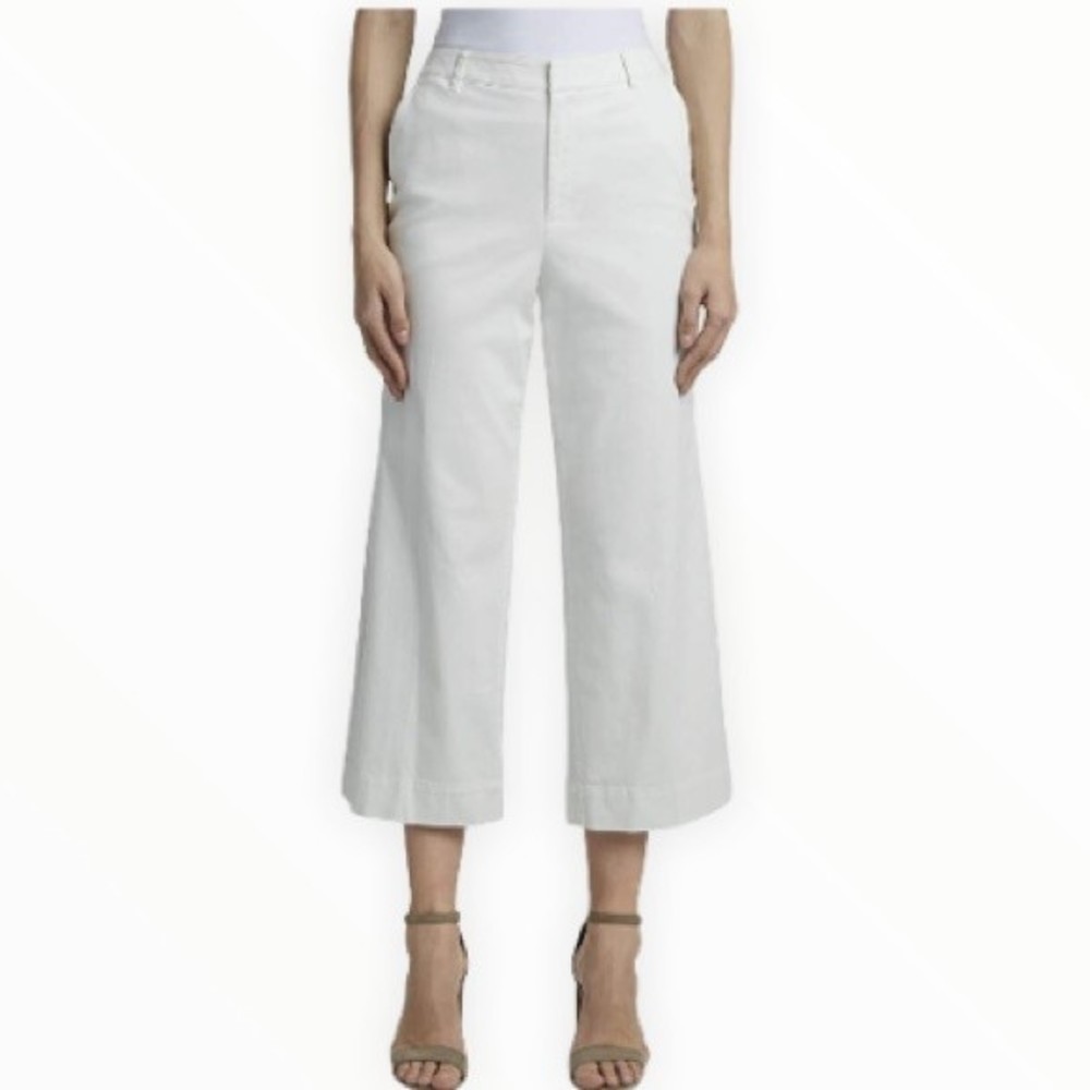Jones New York Chinos Pants Riley Cropped White Wide Leg Cuffed m size 2
